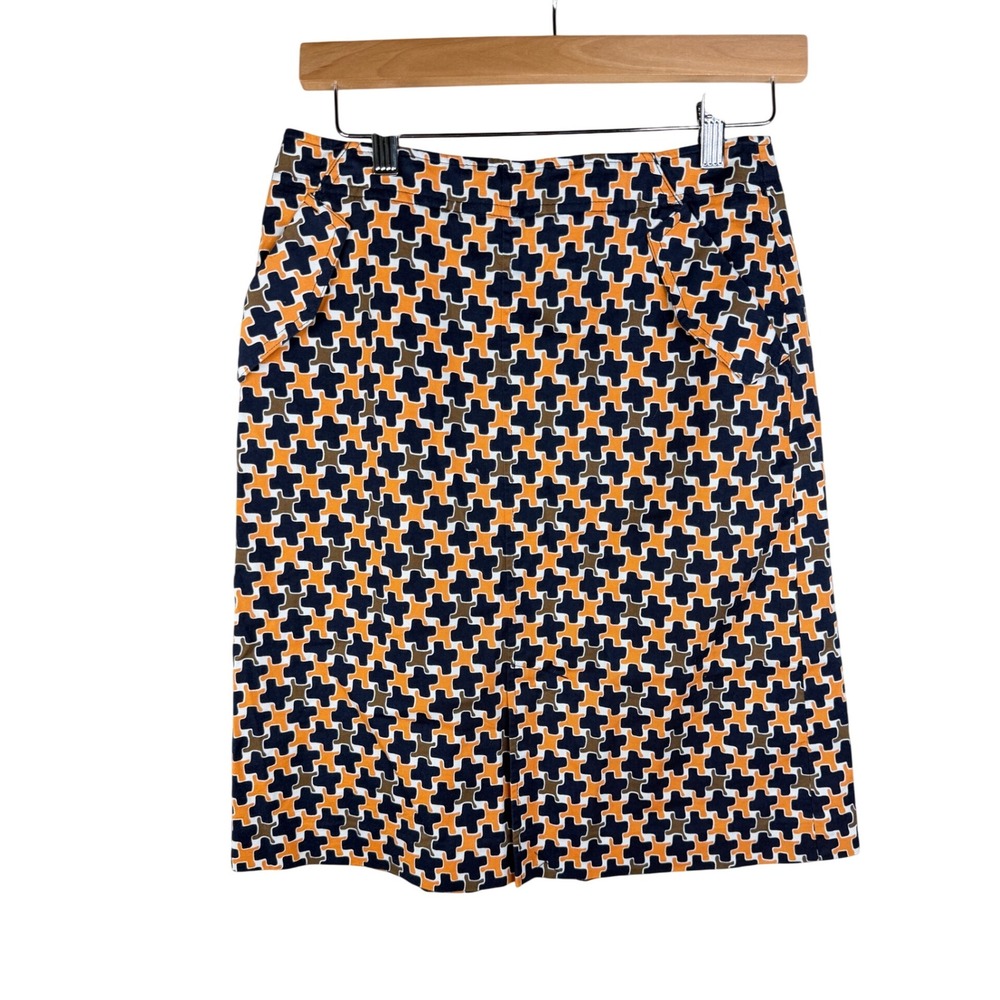 New Talbots Geometric Print Skirt size 4‎ Blue/Orange/White